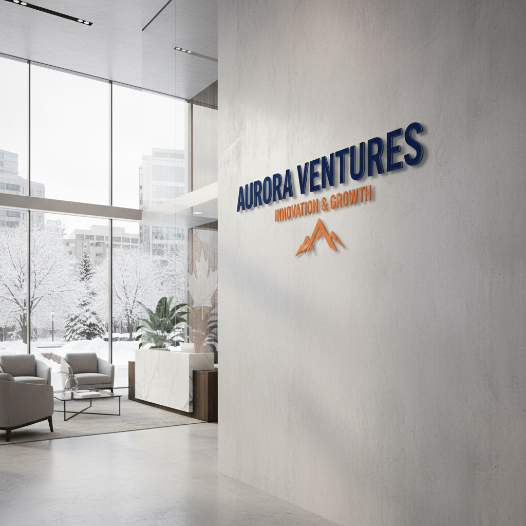 A custom 3D acrylic sign in an office lobby.